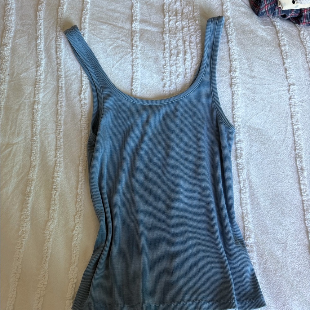 Z Supply Blue Ribbed Tank Top